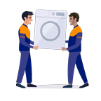 Illustratie mannen met wasmachine