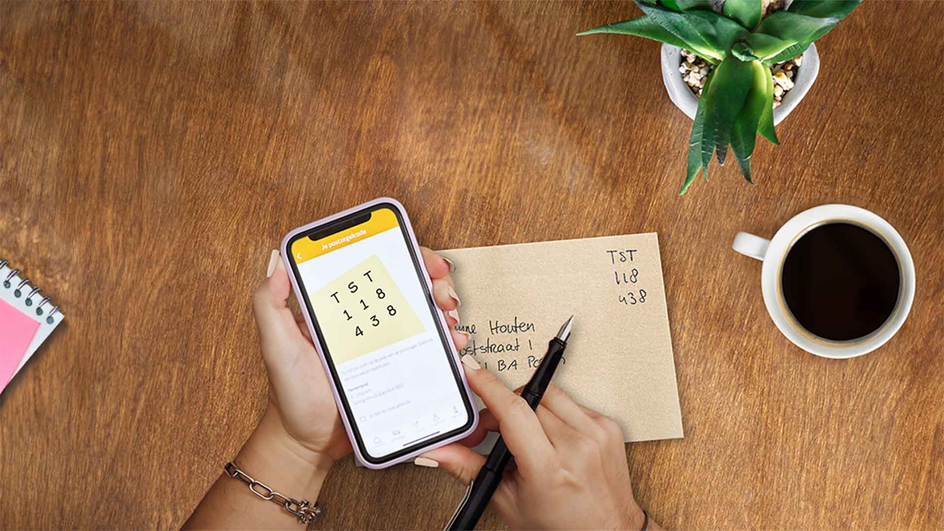 PostNL postzegelcode on a phone screen